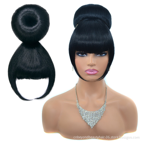 Wholesale Synthetic Hair Bun With Bangs Fiber Straight Hair Bang Wig For Women Clip In Hair Extension